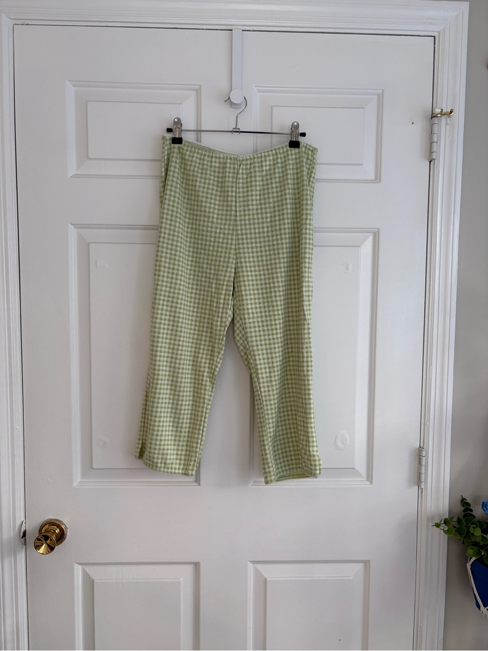Gingham Capri Pants- Light Green - Picture 11 of 16